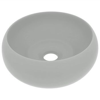Lavabo De Baño Moderno | Lavabo De Lujo Redondo Cerámica Gris Claro Mate 40x15 Cm