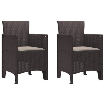 Sillas De Jardín Con Cojines 2 Uds Marrón Poly Rattan Cfw858043