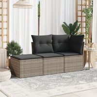 conjunto de sofa de jardin 3 uds  mueble jardin mesa y sillas y cojines ratan sintetico gris cfw277391