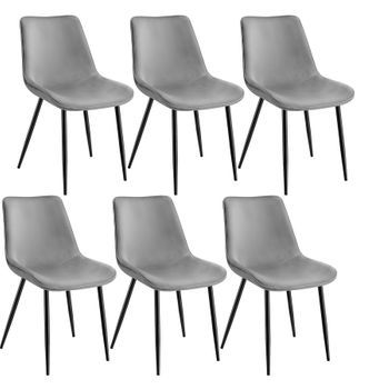 Sillas De Comedor Monroe Aterciopeladas - Juego De 6 Tectake