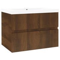 mueble de bano con lavabo madera contrachapada marron roble vidaxl