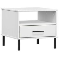 mesita de noche  mesa auxiliar  mesilla patas de metal oslo madera maciza pino blanco