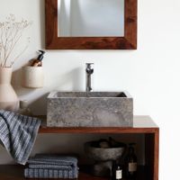 lavabo cuadrado de marmol gris an 41 cm