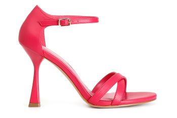sandalias cruzadas con puntera de piel hot pink