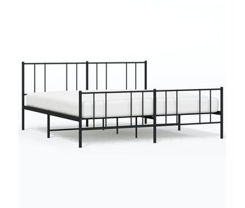 Estructura de cama cabecero y pie de cama metal negro 193x203cm con cabecero y pie de cama
