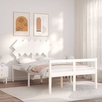 cama matrimonial  cama para adultos  cama personas mayores cabecero madera maciza blanco 120x200 cm cfw625143