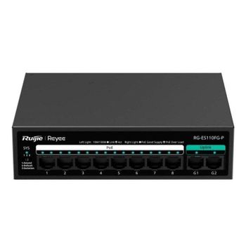 Switch Ruijie RG-ES110FG-P 8 Puertos PoE 10/100Mbps + 2 Gigabit 5.6Gbps