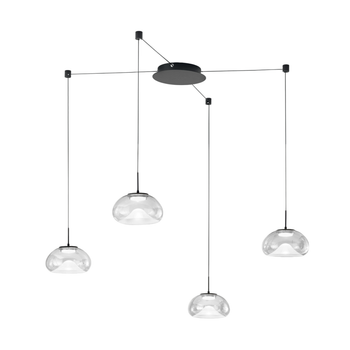 Brena - Lámpara Colgante Descentralizada Transparente De 4 Luces - Fabas Luce - Led Regulable De 40 W - Montaje Descentralizado
