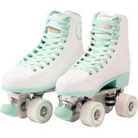 patines 4 ruedas pvc uretano blanco y verde flamingueo talla 35 a 43
