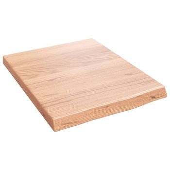 Encimera Baño Madera Maciza Tratada Marrón Claro 40x50x(2-4) Cm