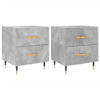 juego de 2 mesitas de noche con dos cajones 40 x 35 x 475cm madera de ingenieria gris y hierro dec035910