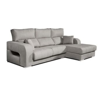 Sofá chaiselongue diamante de tela antimanchas derecha color gris 3 plazas 284x160x102cm