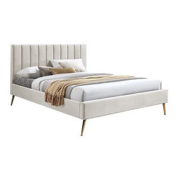 Cama Comfivo 351, Doble, De Color Marrón Claro, Tapiz, Somieres, 145x218x111cm