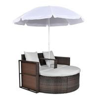 cama para adultos  cama de jardin con sombrilla ratan sintetico marron