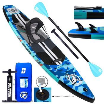 Tabla de Paddle Surf DURAERO Sup Hinchable PVC, 330x76x15cm, Camuflaje Azul