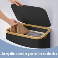 cesto de ropa sucia plegable con tapa de tejido oxford negro