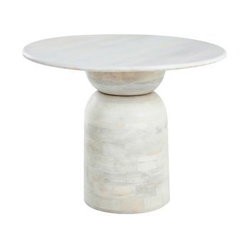 Mesa Redonda Moderna Para Comedor Pedestal Ø 110 Cm De Madera De Mango Blanco Murtle