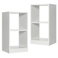 costway juego de 2 estanterias de 2 niveles mesa auxiliar con dispositivo antivuelco mesita de noche para dormitorio salon 38 x 33 x 725 cm blanco