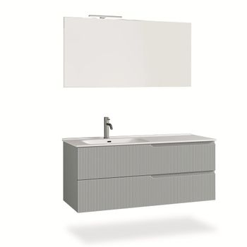 Mueble de baño bañera izquierda 4 piezas en mdf gris mate