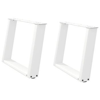 Patas De Mesa De Centro Forma U 2 Uds | Patas Para Mesa Acero Blanco 60x(42-43) Cm