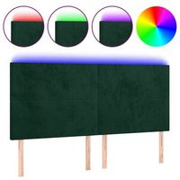 cabecero con luces led terciopelo verde oscuro 160x5x118128 cm