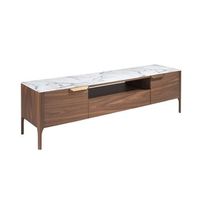 mueble tv nogal con tapa de cristal imitacion marmol angel cerda 3078 180x45x50
