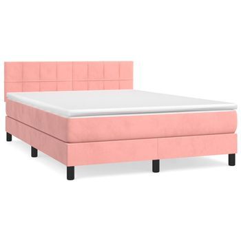 Cama Tapizada 203x144x88 Cm Terciopelo - Rosa