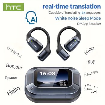 【Auriculares AI Traductor】HTC NE25 Auriculares Bluetooth Pantalla táctil LCD Auriculares deportivos inalámbricos Larga vida útil con micrófono HD
