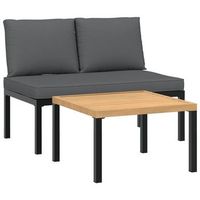 set de sofas de jardin con cojines 2 piezas  mueble de jardin aluminio negro