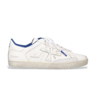 Premiata para hombre. STEVEN Zapatillas de Piel Steven blanco (46), Plano, Cordones, Casual