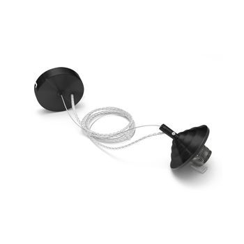 Alice - Kit De Suspensión Para Bombilla Alice Código V/g E27 Con Rosetón Negro, Cable Trenzado Transparente Y Cubre Portalámparas 1xe27 Max 1x60w Ip20