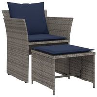 sillon de jardin  silla de exterior con reposapies ratan sintetico gris