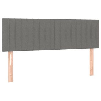 Cabecero Cama Mueble De Dormitorio Con Led De Tela Oscuro 144 X 5 X 78/88 Cm Gris M02_0000727