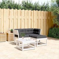 conjunto sofas jardin 3 uds  mueble jardin mesa y sillas con cojines madera maciza pino blanco cfw796165