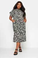 yours vestido algodon blanco y negro floral mangas con volantes mujer curvy y tallas grandes yours