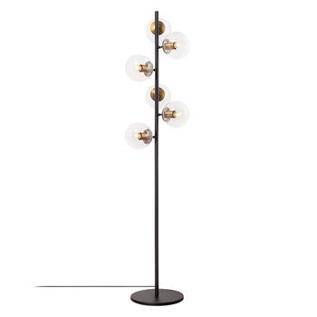 Lámpara De Pie Fazli-10515 Negro Oro Cobrizo Metal Vidrio 35x22x163 Cm