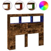 cabecero de cama con luz led roble ahumado 100x17x102 cm vidaxl