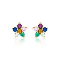pendientes de plata 925 con circonita dorada multicolor