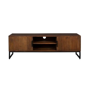 Soporte de tv de madera maciza en tonos miel