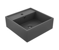 vidaxl lavabo lujoso cuadrado rebosadero ceramica gris oscuro 41x41 cm