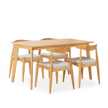 Juego De Mesa 140x80 Cm Y 4 Sillas De Comedor Corzo Color Roble