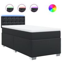 cama box spring con colchon cuero sintetico negro 90x190 cm