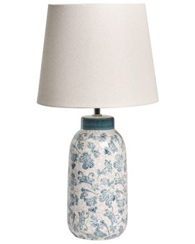 Lámpara de mesa  cerámica blanco azul