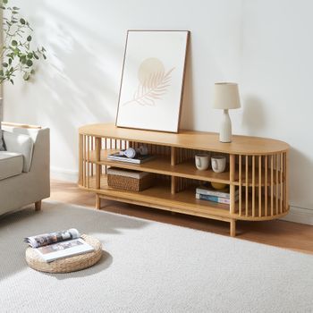 Mueble Tv Jarvenpaa  4 Compartimentos Bambú 150x48x50cm Natural [en.casa]