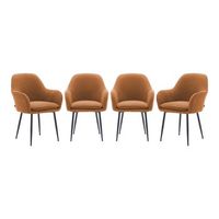 sillon de terciopelo de canale y patas de metal negro set de 4 camel
