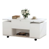 mesa de centro elevable multifuncional escritorio mesa de comedor mesa de ocio color blanco