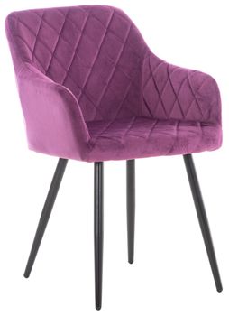 Silla con patas de metal y asiento en terciopelo lila