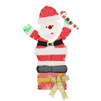outsunny decoracion navidena de 97 led papa noel en blanco calido armazon de acero multicolor   aosom espana