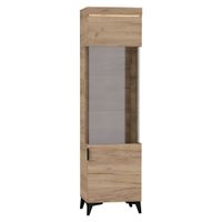 vitrina 1 puerta con led paneles laminados madera