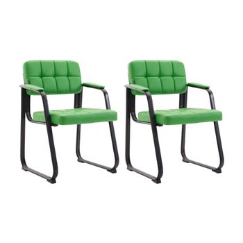 Set de 2 sillas con patas de metal y asiento en Simil cuero Verde